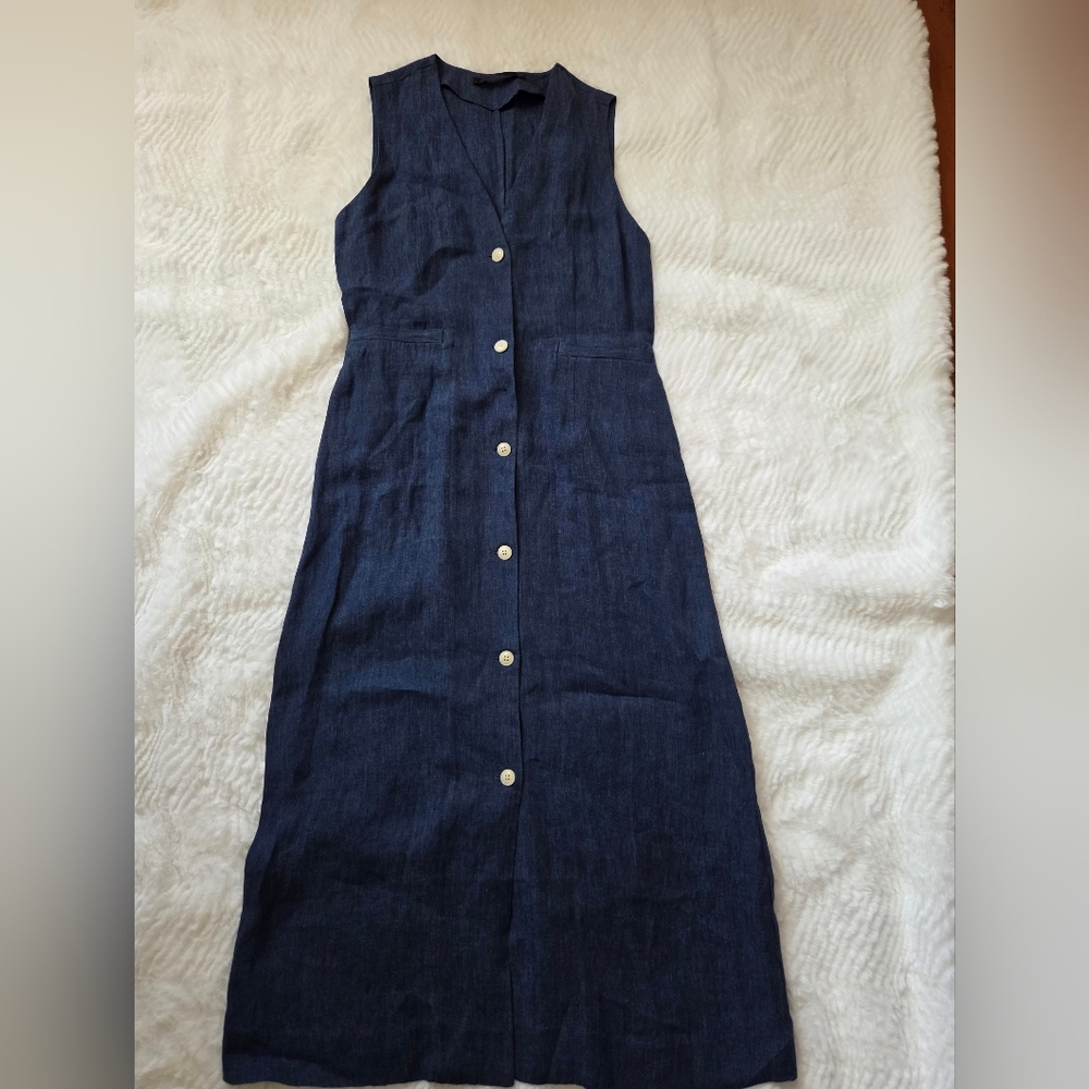 Jenni Kayne Indigo Button-Front Linen Midi Dress - Picture 4 of 15